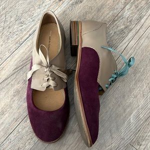 Oil to and the Letterpress Anthropologie Leather and Suede Mary Jane Shoes Sz 9